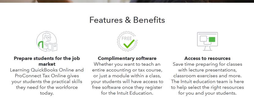 Features of QuickBooks for students