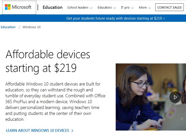 Windows 10 for students