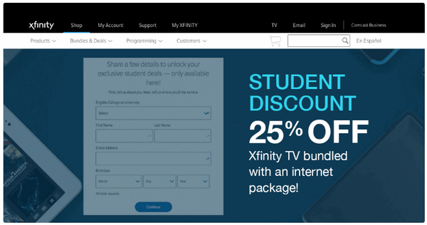 Xfinity internet for students