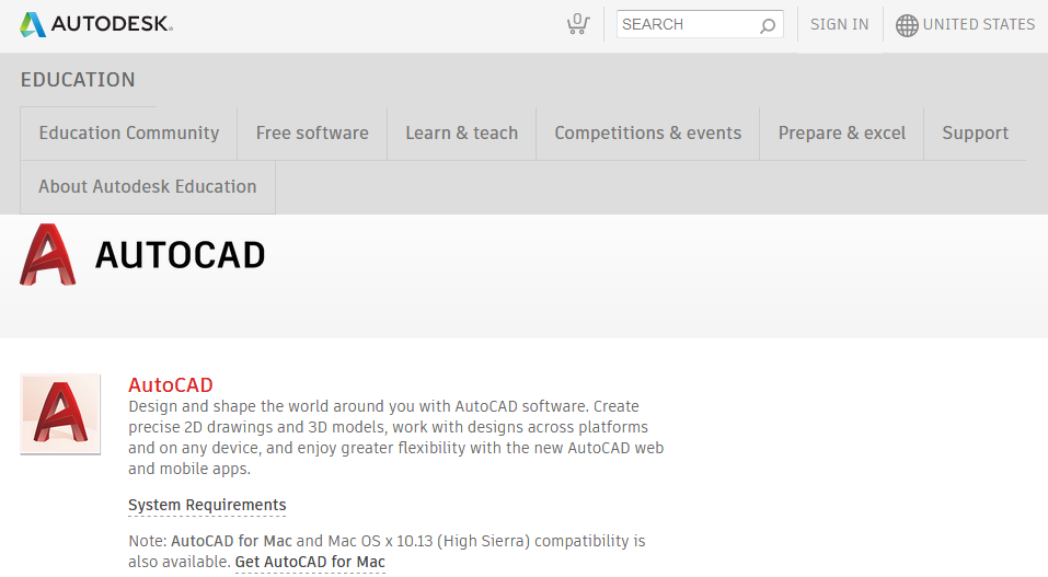 autocad download student