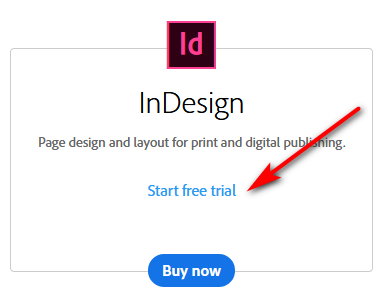 Downloading InDesign free trial