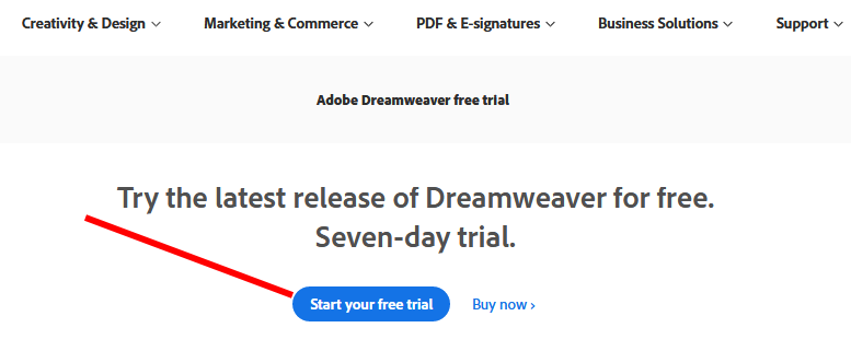 dreamweaver download free trial