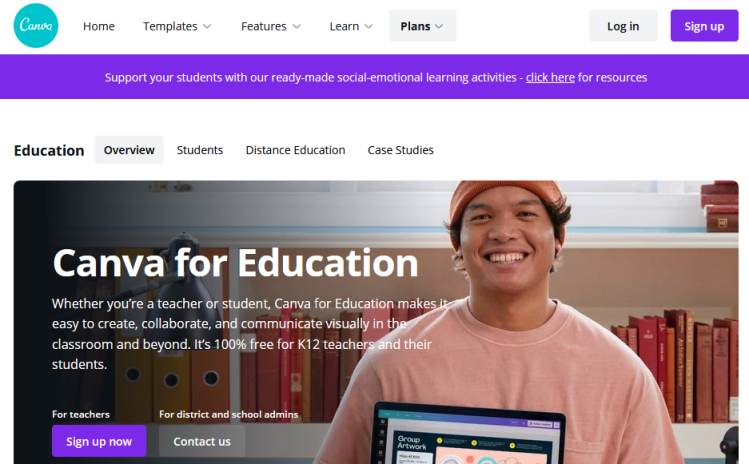 Canva for students: Homepage