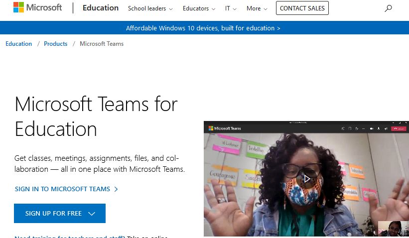 Microsoft Teams for students: Homepage