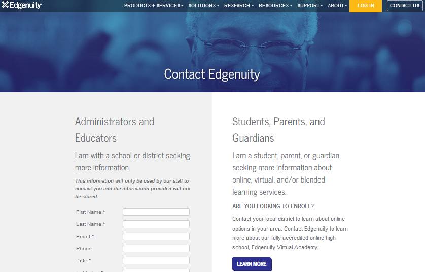 Edgenuity for students: Contact form