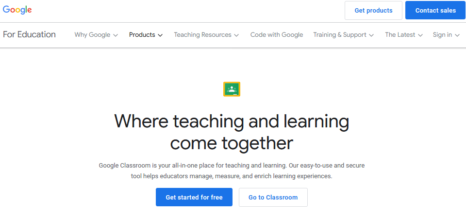 Google Classroom for students: Homepage